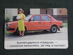 Kártyanaptár,Takarékszövetkezet,női modell,Skoda 120 autó,1988   (9)