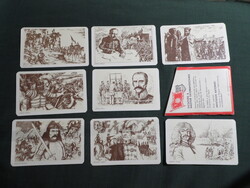 Kártyanaptár,8 db + tok,MN,Dicsőség a Magyar katonahősöknek sor, 1988   (9)