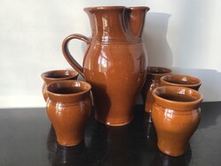 Mázas kerámia boros készlet