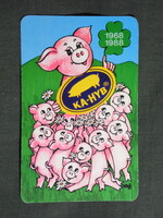 Kártyanaptár,KA-HYB ,Kaposvár Hibridsertést tenyésztő vállalat,grafikai rajzos, 1988   (9)