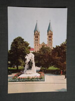 Képeslap,Nyíregyháza,Kossuth Lajos szobor,tér,templom látkép,részlet, 1973-