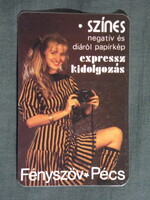 Kártyanaptár,Fényszöv,fotó körzeti labor,Pécs,erotikus női modell,1988   (9)