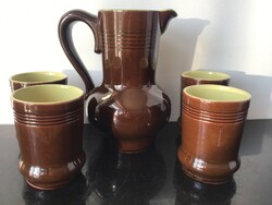 Városlődi mázas kerámia boros készlet