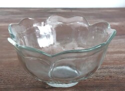 Retro,mid century stilizált virág üveg kompotos, salátás, fagylaltos tál, tálka 6 darabos készlet