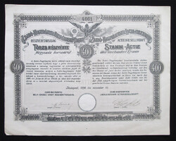 Zsibó-Nagybányai Helyi Érdekű Vasút törzsrészvény 400 korona 1898 (ROU)