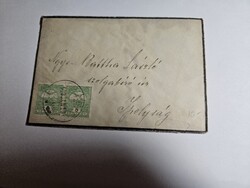 1910-es 2x 5 Fillér bélyeg levélen Pozsony bélyegzett