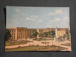 Képeslap,Nagykanizsa,Szabadság tér,park,emlékmű,törvényház látkép,részlet, 1963-