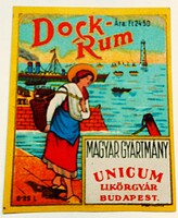 Régi Dock rum italcímkéje (Unicum Lukőrgyár)