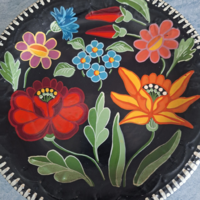 Retró! Magyar kerámia, kézzel festett Kalocsai mintás gránit tányér