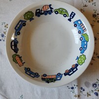 Alföldi porcelán autó mintás mély leveses tányér gyerek tányér