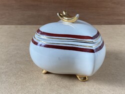 SZÍV ALAKÚ, JELZETT, RETRO, FEDELES PORCELÁN BONBONIER