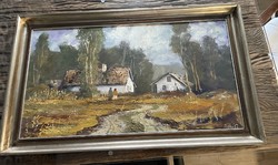 Puskás Imre Hazafelé, 1983, olaj, farost 50x90cm festmény