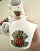 Vintage Hollóházi páva mintás porcelán kávés szett