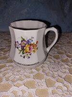Hasas, pocakos porcelán bögre, 2db, szép virágos, Hajdúszoboszló felirattal, kicsi és nagy