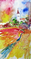 Landscape II - watercolor painting/ Tájkép II -   akvarell festmény