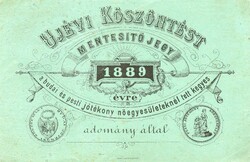 "Újévi köszöntést mentesítő jegy", Budapest 1889.