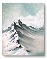 Ködhegység olajfestmény, 50x60 cm, olaj-vászon, modern, hegy, tájkép, természet, szürke-kék hangulat
