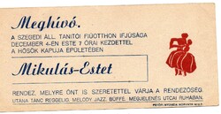 Meghívó: Szegedi áll. tanítói fiúotthon, Mikulás-est..