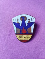 Debreceni Vörös Meteor találkozó. 1981. Bronz zománcozott kitűző, jelvény.