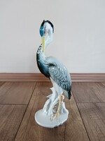 Régi ENS porcelán kócsag madár
