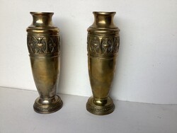 A pair of art nouveau copper vases.