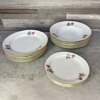 Zsolnay Pécs bazsarózsás, virágos porcelán étkészlet