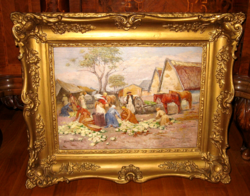 EREDETISÉG IGAZOLÁSSAL CSODÁS DEÁK ÉBNER LAJOS / 1850-1934 / FESTMÉNY