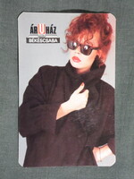 Kártyanaptár,Univerzál áruház,Békéscsaba,Orosháza,Gyula,női modell,1989   (9)