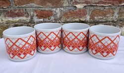 Alföldi házgyári piros kockás - kockamintás porcelán bögre - csupor - csésze - pohár
