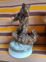 Birkózó medvék Zsolnay porcelán Árcsökkentés!