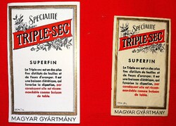 RÉGI - ZWACK - TRIPLE SEC GYÓGYLIKŐR kettő MÉRET címke- EXTRÉM RITKA , EGYBE ÁLLAPOT a képek szerint