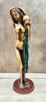 Női akt korsóval art deco szobor bronzírozott