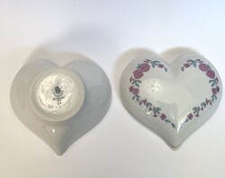 Hollóházi porcelán szív alakú bonbonier