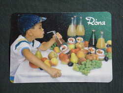 Kártyanaptár,Róna üdítőital,Debrecen pincegazdaság,gyerek modell,1990   (9)