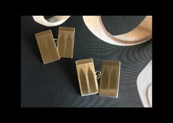 Art Deco mandzsettagomb, aranyozott sterling ezust