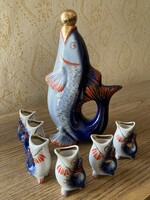 Szovjet Orosz hal formájú porcelán italos készlet