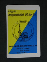 Kártyanaptár,AFIT,14.sz autójavító,Pécs, grafikai,Ikarus autóbusz,1990   (9)