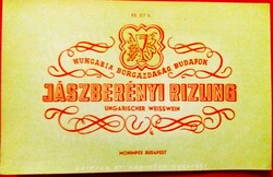 RÉGI - BUDAFOK - JÁSZBERÉNYI RIZLING boros 0,7 L italos címke GYŰJTŐI ÁLLAPOT a képek szerint