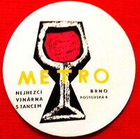 ANTIK Csehszlovák METRO borozó BRNO bor alátét GYŰJTŐI ÁLLAPOT a képek szerint