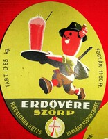 Régi HERBÁRIA -ERDŐVÉRE szörp szirup 0,65 L italos címke GYŰJTŐI ÁLLAPOT DARABRA a képek szerint