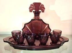 ANTIK ART DECO  AMETISZT SZÍNŰ LIKŐRÖS KÉSZLET