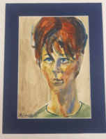 M. Dömötör Gizella Portré, akvarell-papír