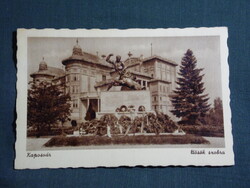 Képeslap,Kaposvár,Színház,Hősök szobra emlékmű látkép,részlet,Weinstock Bp. kiadás,1943-