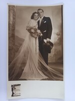Old photo postcard wedding photo rozgonyi udv. And camera. Photographer master újpest