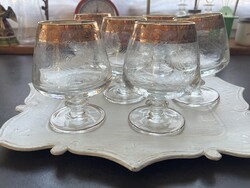 Murano Medici gold, 24 kr- os arany szélű csiszolt konyakos üveg kristály pohár készlet