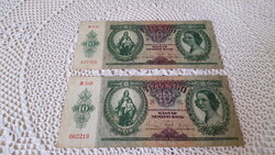 2 db.Tíz pengős bankjegy 1936