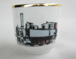 Hollóházi porcelán mozdonyos pálinkás pohár