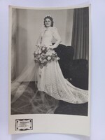 Régi fotó-képeslap menyasszony Rozgonyi udv. és kam. Fényképész Mester Újpest