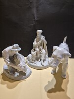 3db sérült porcelán figura (Herendi, Zsolnay, német)
