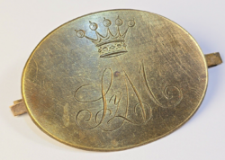 Nemesi koronával, Sz.M. monogramal díszített/vésett  bronz/réz plakett dísztárgy